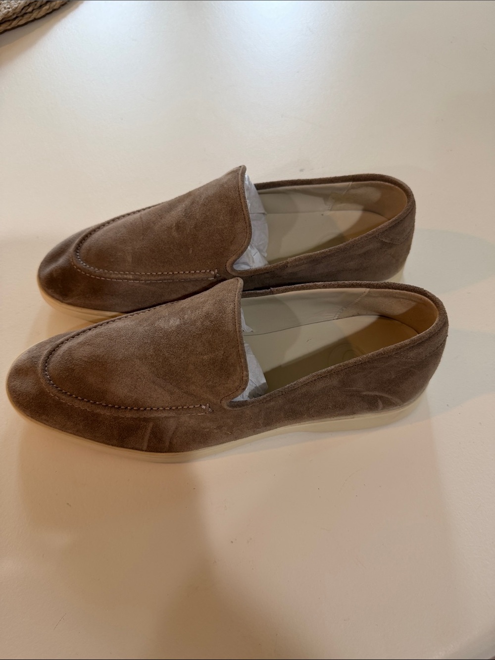 CQP Todd Snyder Men's Suede Slip-On Loafers in Taupe. Sz 42(9).  Bag7